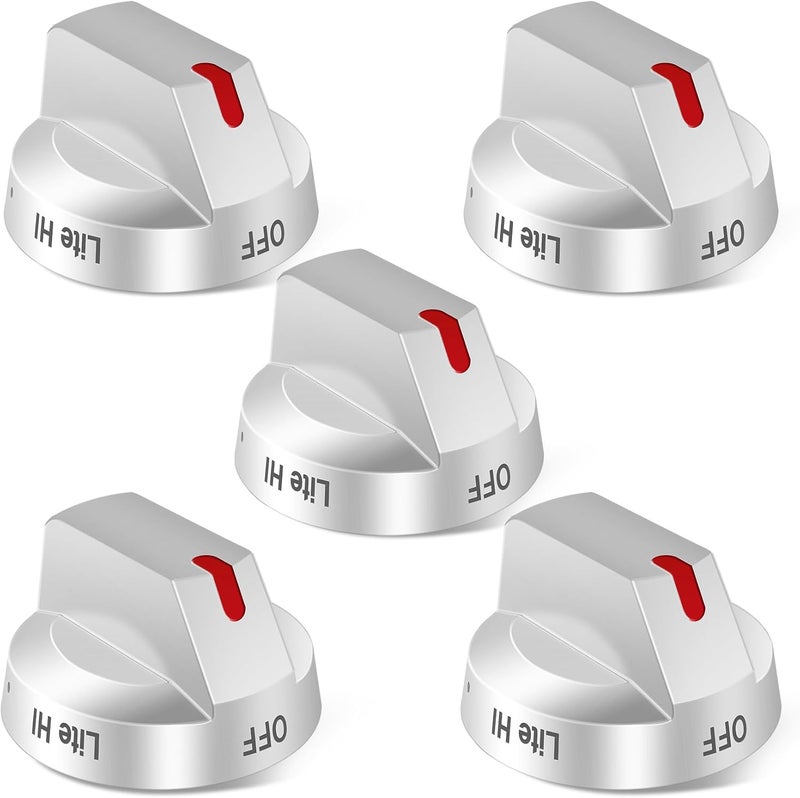P Polerden Upgraded DG94-04167 Gas Stove Knobs(5pcs), NX60A6511SS Knobs, Replace DG94-04167A DG94-04167L DG94-04167X Knob, Fit for Samsung Stove NX60A6111SS/AA NX60A6511SS/AA NX60A6711SS/AA Knob - Image 1